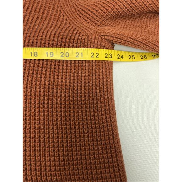 LL Bean Sweater Men XL Burnt Orange Roll Neck Fisherman Chunky Heavy Waffle - Picture 6 of 8